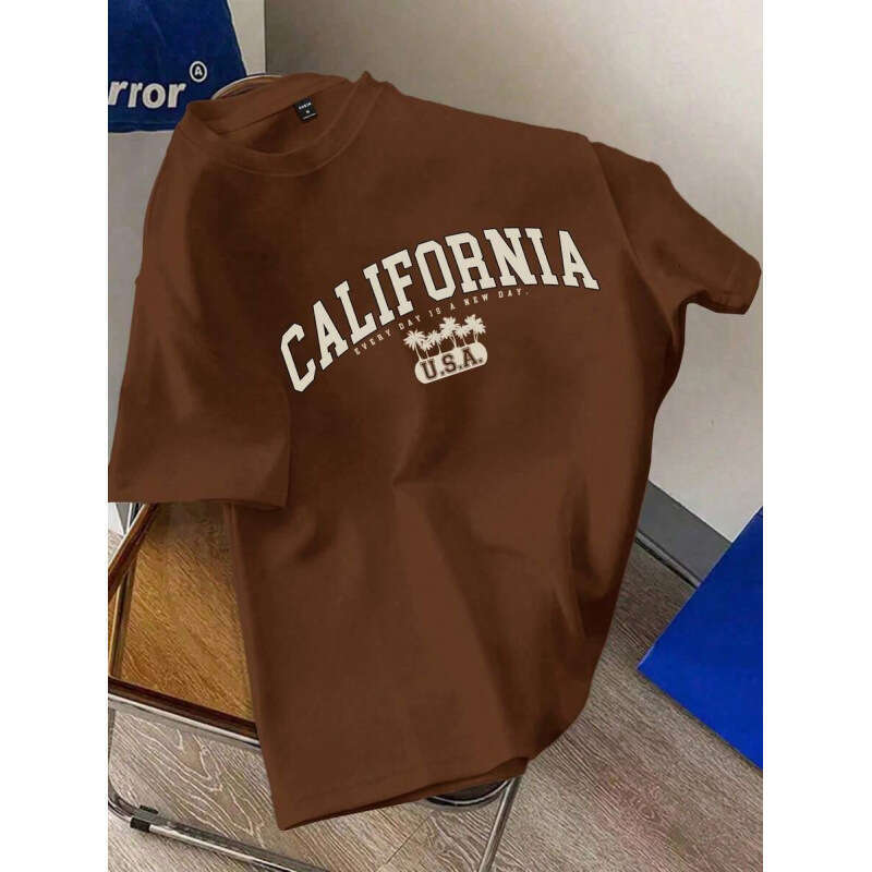 2025 New Printed Short-Sleeve T-Shirt with Unique Letter Pattern, American Street Style Trendy Top for Students and Teenagers, Men's