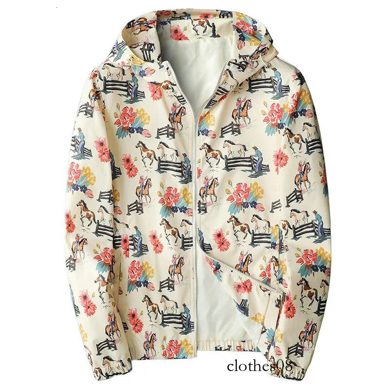 Minglu Allover Printed Hooded Men's Jackets High Quality Spring Autumn Zipper Casual Male Coats Plus Size 5XL Man Overcoats