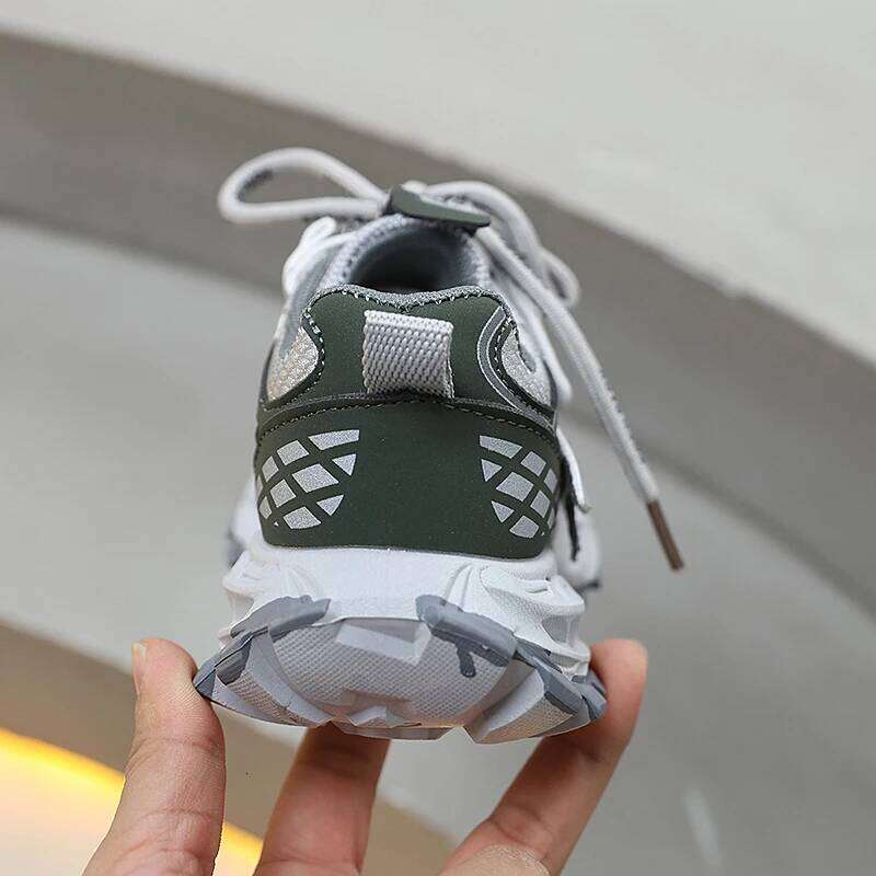 PU Leather Sport Children Trend Fashion Teenager Kid's Sneakers Soft-soled Waterproof Running Shoes For Boys Girls 26Y0304