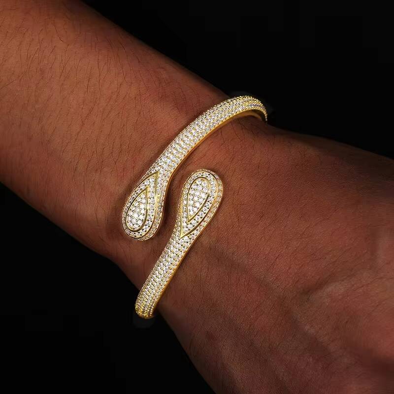 Unisex Luxury Moissanite Bracelet 925 Silver Fine For Women Men Hip Hop Jewelry
