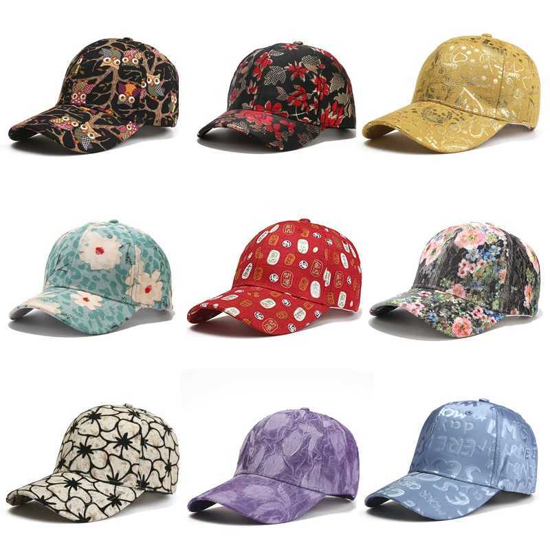 2023 New Print Flower Baseball Caps for Men and Women Summer Sun Hat Visor Cap Adjustable Bonne Hats Gorras S260306