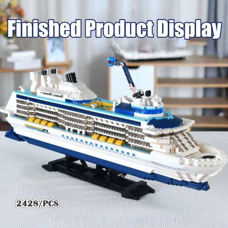 2428PCS Luxury Sea Cruise Liner Building Blocks Ocean Going Ship Model Bricks With Display Stand Kids Toy Holiday Gifts Z260305