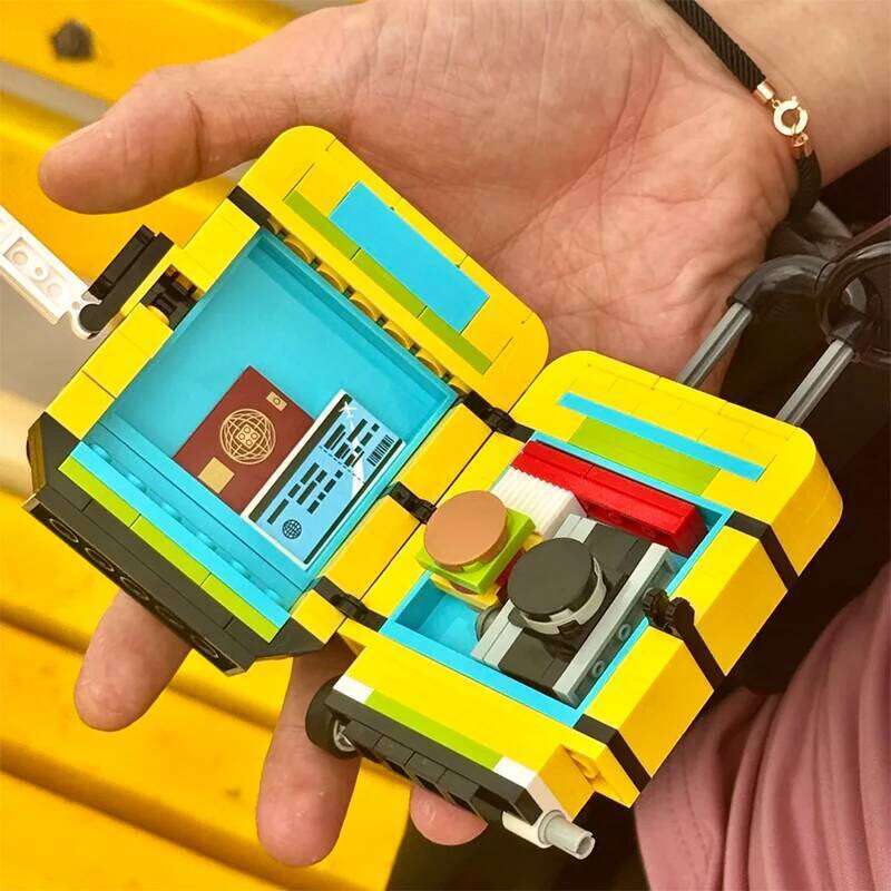 184PCS Creative Yellow Travel Suitcase Building Blocks Assemble Bricks Educational Toy Gift For Children Kids Z260305