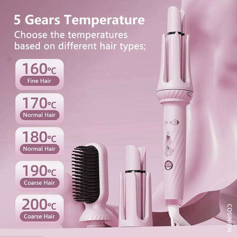 3-IN-1 Dual Purpose Negative Ions 28mm/32mm Automatic Curler Heating Straight Comb Electric Ceramic Curling Hair Stick 26Y0306