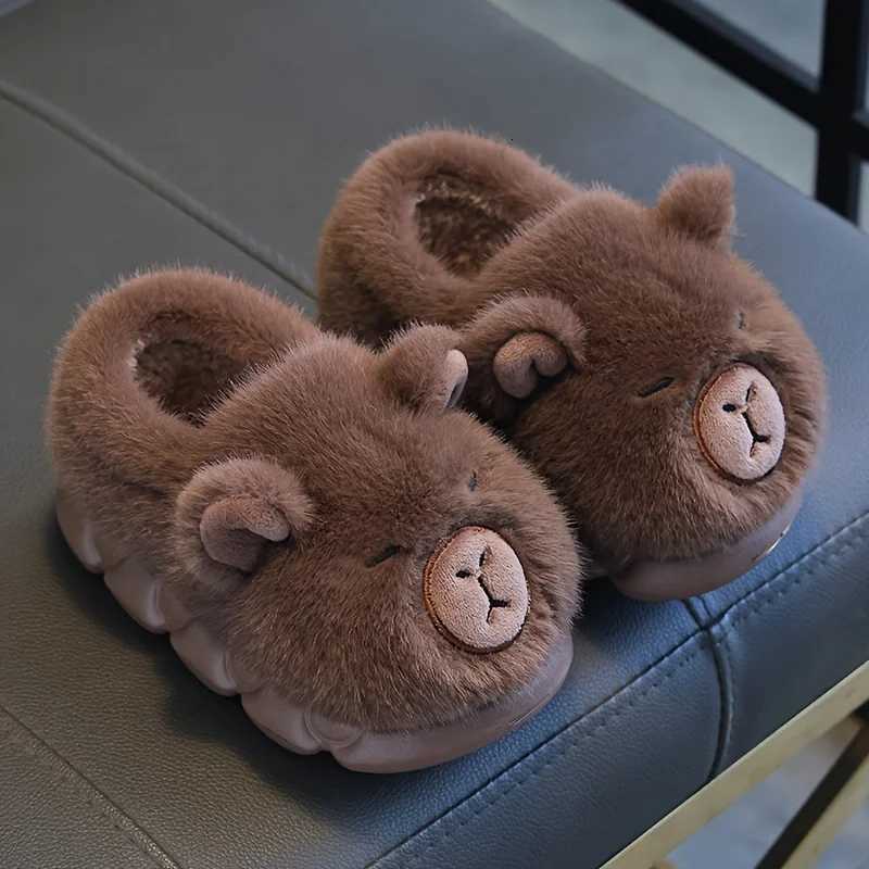 Kids Winter Warm Cotton Slippers Cute Capybara Slip-On Shoes for Boys Girls Soft Non-Slip Soles Lightweight Easy Wear Closure S260305
