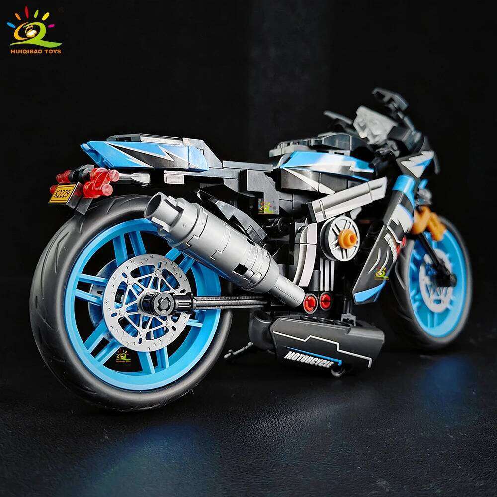 HUIQIBAO MOC Motorbike Model Building Blocks City Moto Racer Bricks Toy for Kids Boy Children Adult Car Set home Decoration Z260306