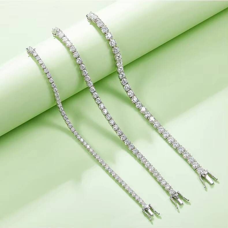 Sparkling 3mm Moissanite Halo Tennis Bracelet High Quality Platinum Plating Non Fade 925 Sterling Silver Hip Hop Jewelry for Men