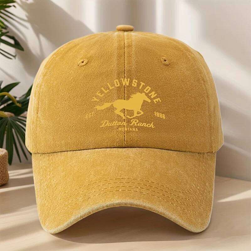 Yellowstone horse print baseball cap,classic retro duckbill cap,comfortable sweat absorbing breathable cap,outdoor casual sports Y260304