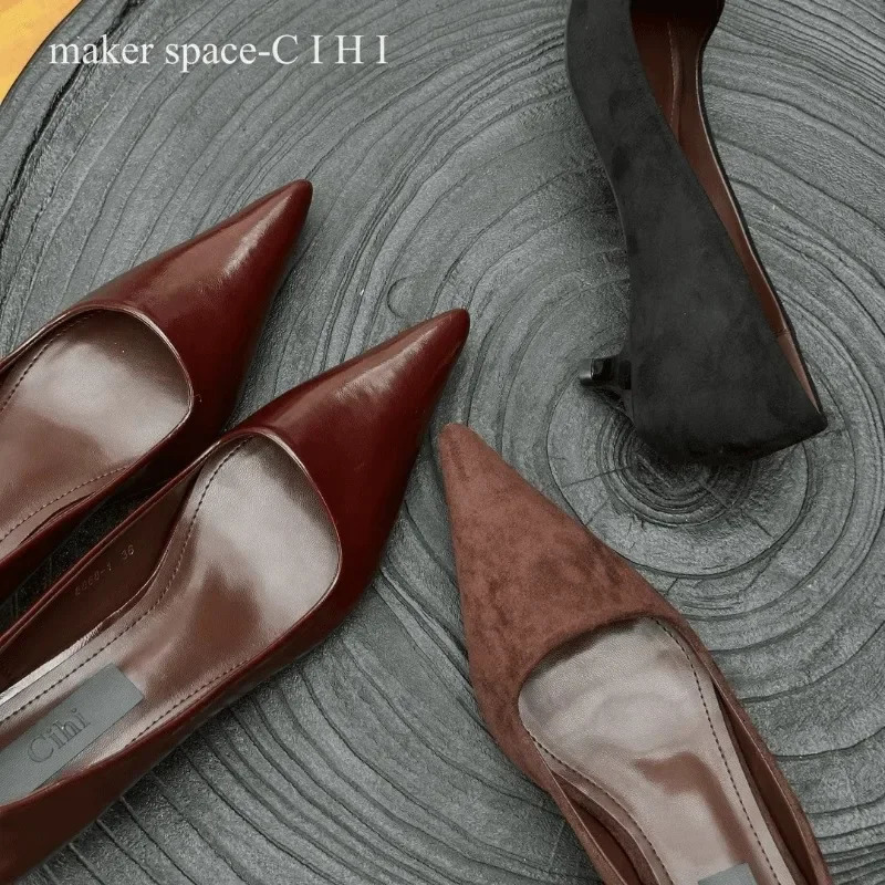 Spring Bling Gold Silver Shallow Pointed Toe Med Heel Pumps Fashion Slip on Kitten Heels Lady Party Wedding Shoes Heels 260303