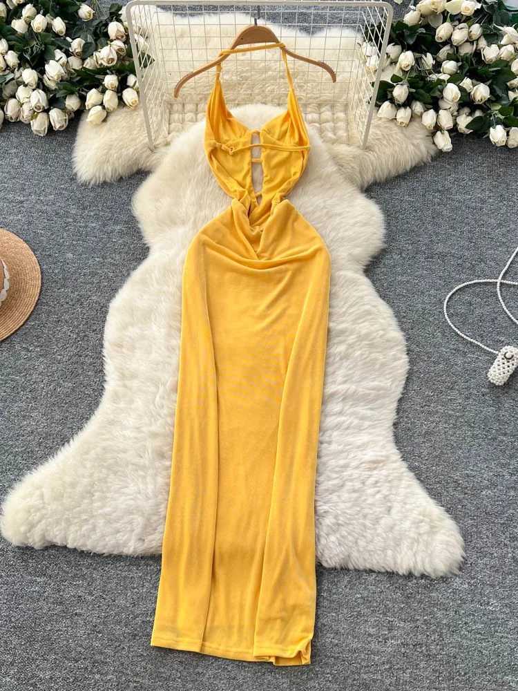 French Womens Dress 2025 Summer Slit Camisole Dress Summer Womens Long Dress X260306