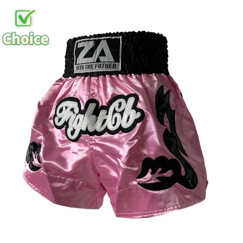 Muay Thai Shorts Traditional Thai Boxing Shorts Men Women Kids Purple Black Satin Embroidered BJJ MMA Gym Fight Kickboxing Pants X260306