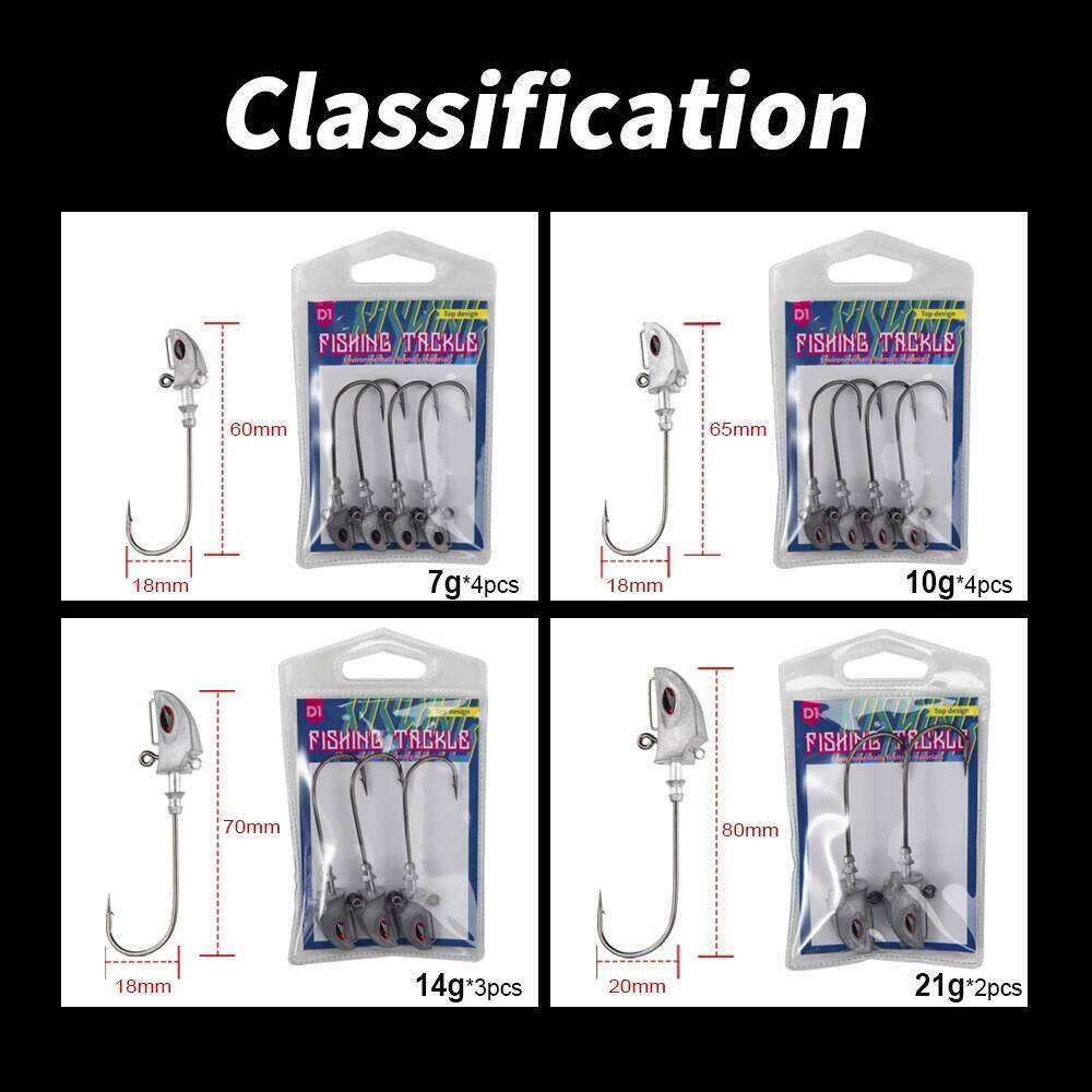 D1 New Zinc Alloy Hook 7g 10g 14g 21g Head Jig Weight Strong and Sharp Fishing Tackle of Environmental Protection Materials S260305