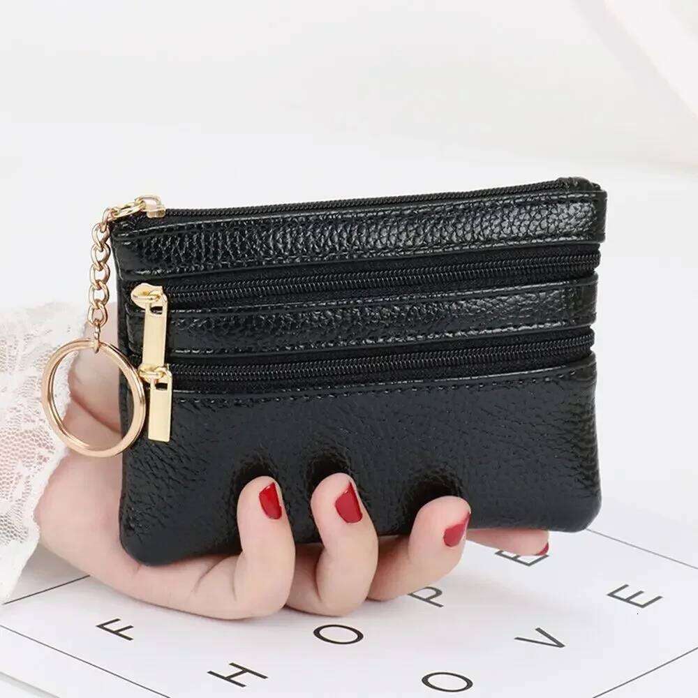 PU Leather Money Coin 2024 New with Key Ring Waterproof Pocket Purse Zipper Wear-resistant Credit Card Holoder Male Women C260304