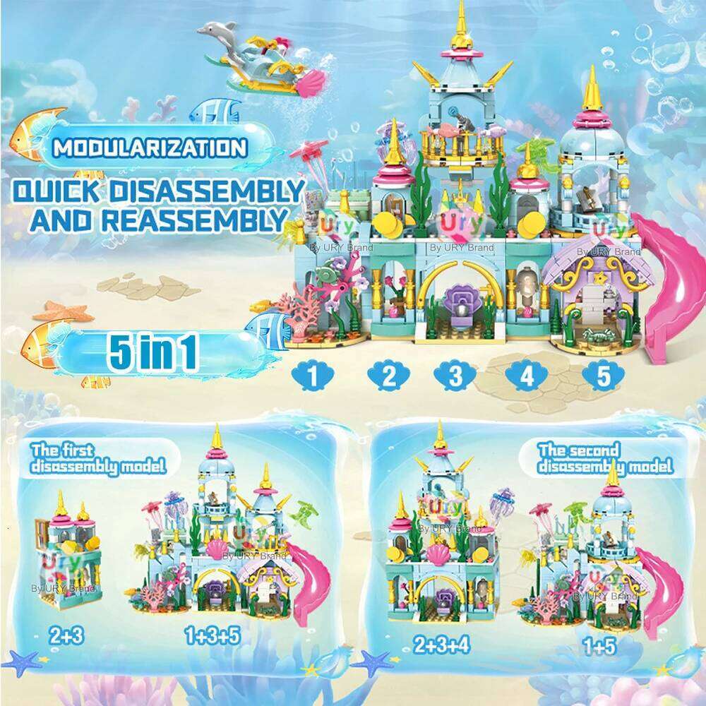 Friends Princess Undersea Palace Luxury Castle Playground House Ocean Adventure Treasure Building Blocks Set Toy for Girl Gift Z260305