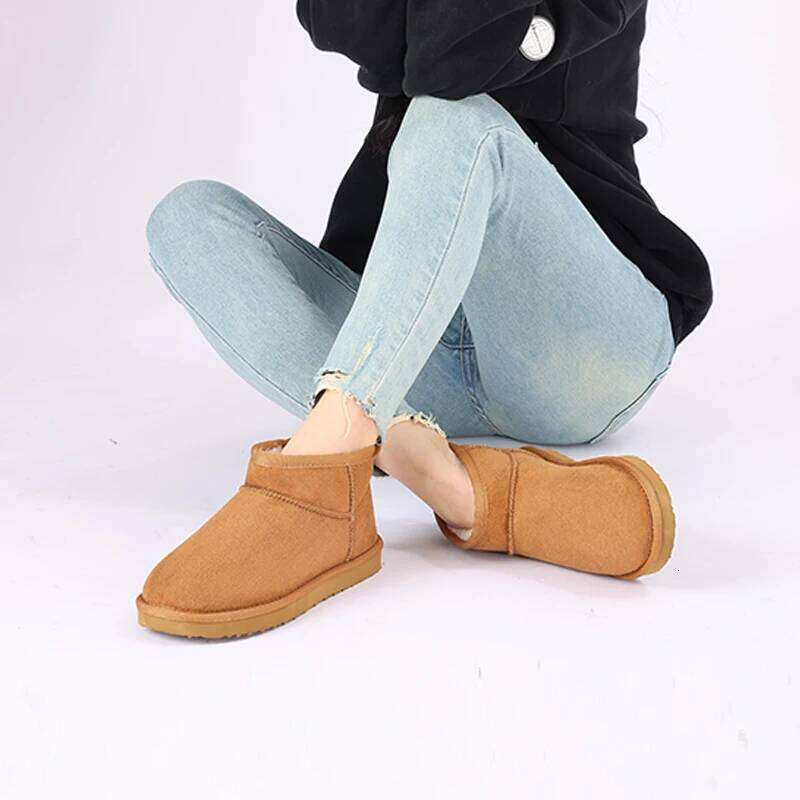 Litfun Women Winter Classic Fur Plush Ankle Snow Boots Brand Outdoor Antiskid Short Boot Warm Fuzzy Home Cotton Shoes
