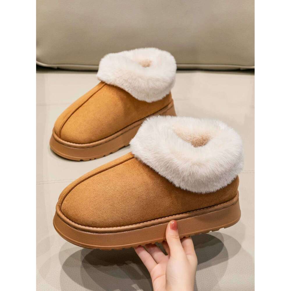 2024 High Quality of Women's Fashion Snow Boots Fluffy Plush Faux Fur Soft Slippers Winter Indoor Comfortable Home men's Shoes