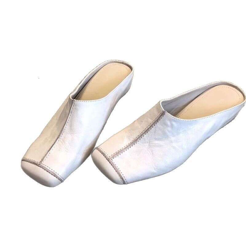 2026 Black Spring Summer New Style Flat with Skirt Elegant Single Shoes Trendy Soft Sole Slip-On Closed-Toe Half Slippers for Women