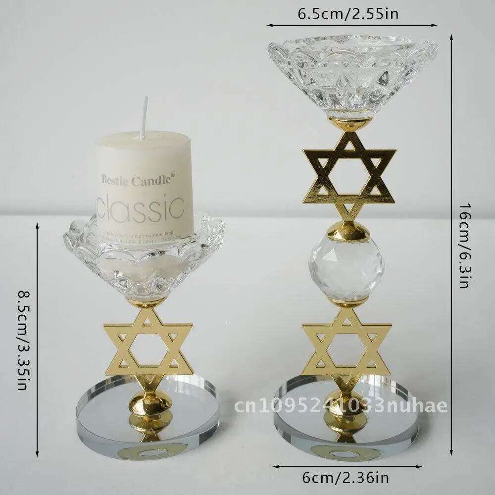 Classic Crystal Alloy Star High and Low Candlestick Ornaments XJ260305