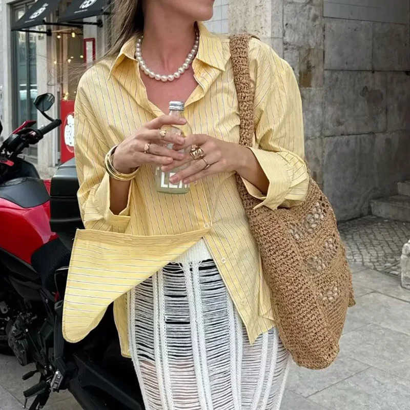 Womens Long Sleeve Blouse Casual Loose Button up Y2K Korean Style Top Blusas Mujer Fashion Inszartrafs Woman Shirt Blouses 260306