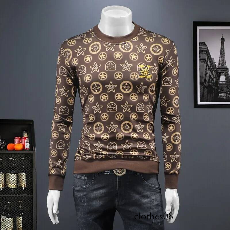 Men's Faionable Printed Base irt Trendy Streetwear Sweatirt Casual Sle Long Sve round Ne Geometric Pattern Cotto...