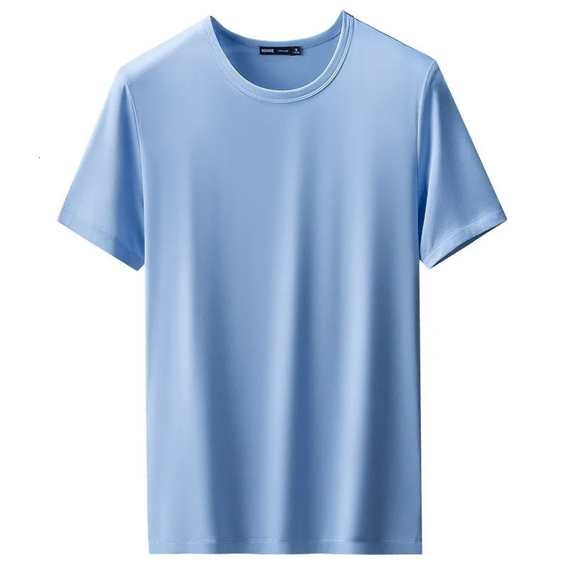 47 Cotton Modal 6 Spandex T Shirt Men Short Sleeved Summer Round Neck Undershirt Plus Size Mens Solid Color Tops Tees 260302