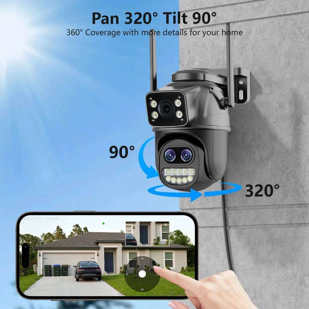 PEGATAH 15MP WiFi Security PTZ Outdoor Dual Screen 10X Zoom Human Detection 10MP Surveillance Video IP Camera O-Kam Pro 26W0306