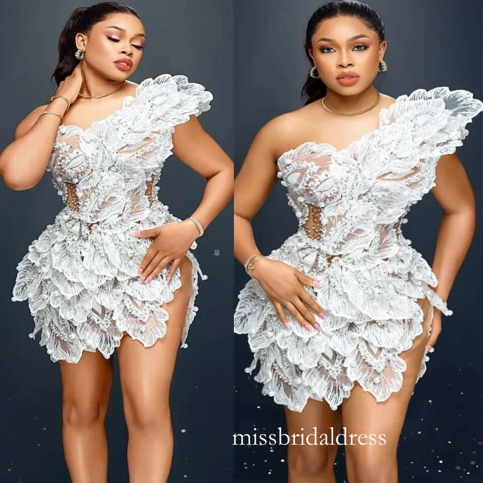 Ivory Illusion Cocktail Dresses Prom Evening Floral Lace Beaded Pearls Mini Short Party Graduation Homecoming Birthday Holiday Club Gowns Dress D0306