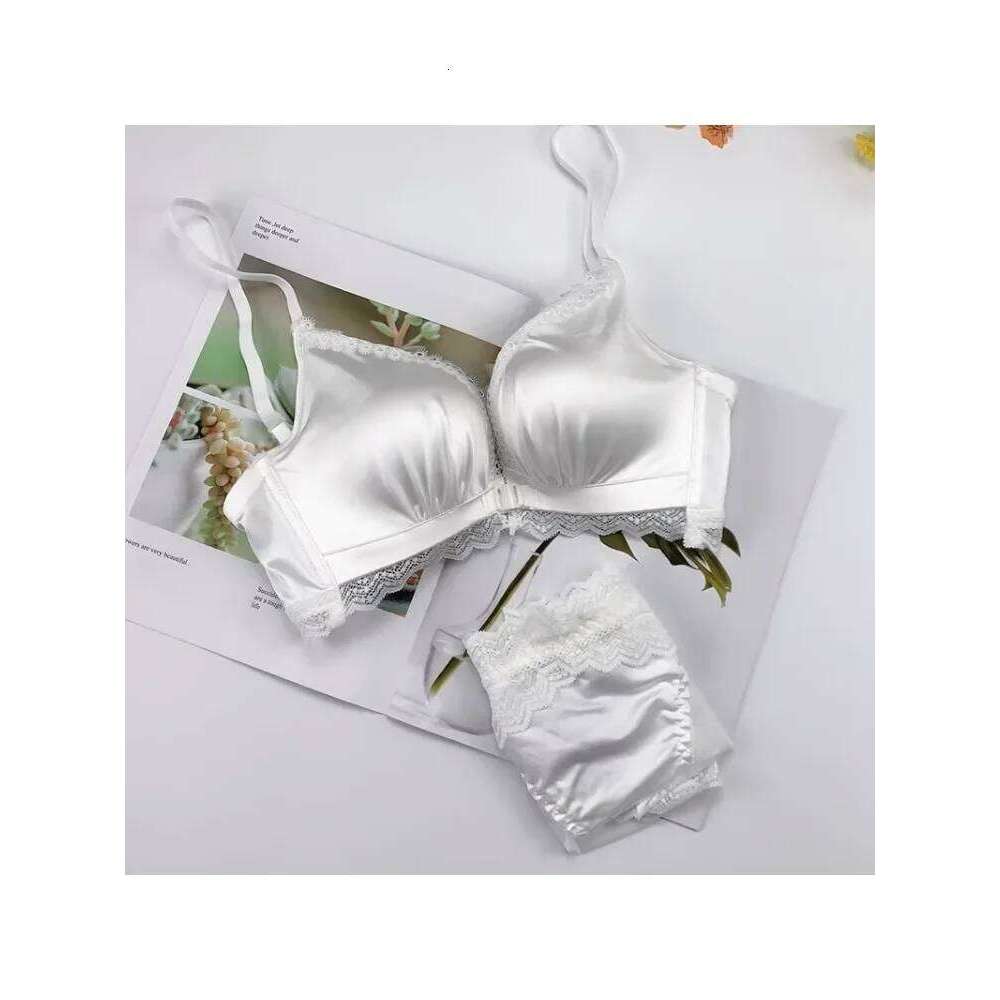 YUQI Front Closure Push Bra Set - Women's Small Bust Lace Underwire Lingerie | Pull Up Lift Sexy Thin Beauty Back Bralette