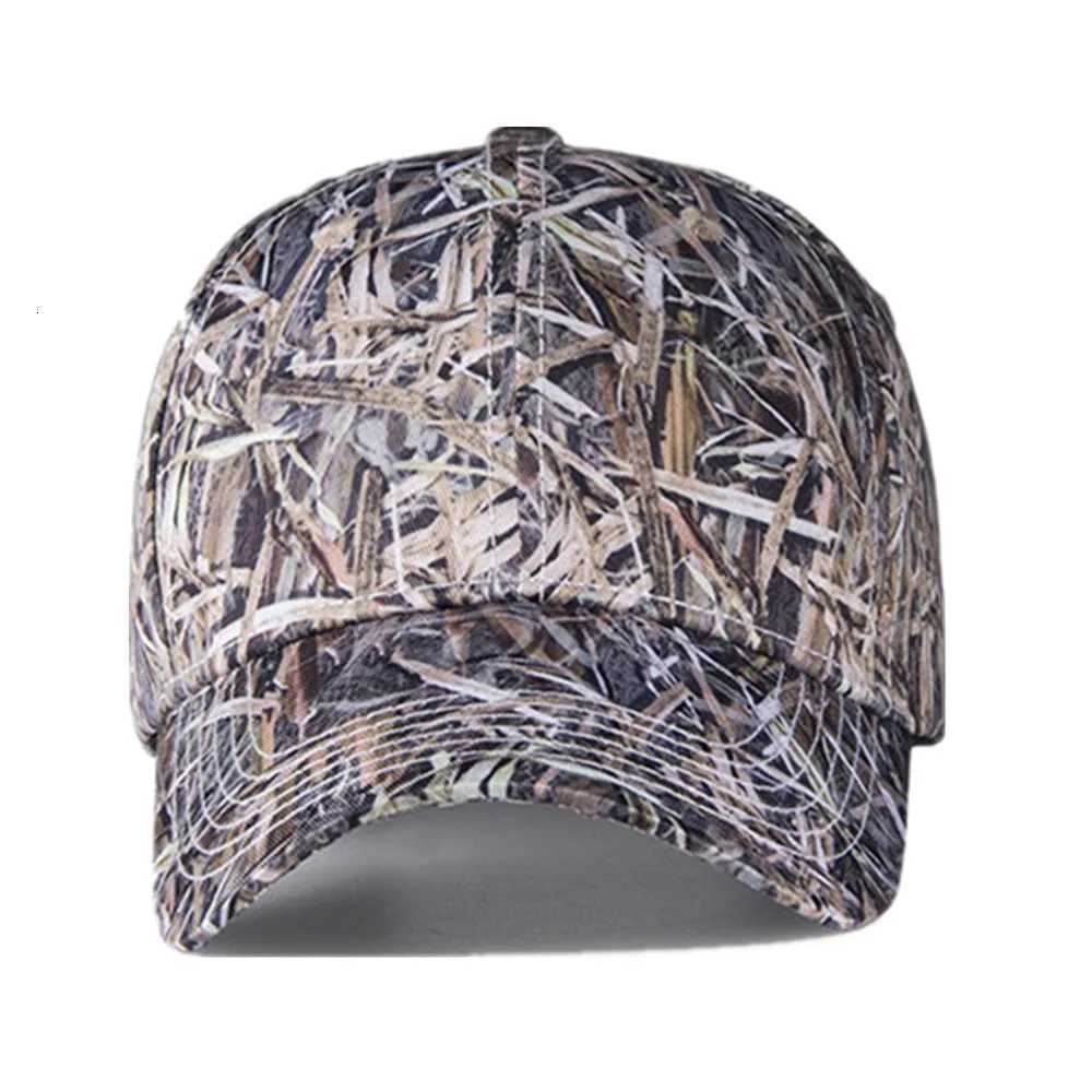 Outdoor Waterproof Bionic Camouflage Hunting Hat Sunshade Reed Bulrush Camo Fishing Hat Breathable Hiking Peaked Cap Cotton Hat S260306