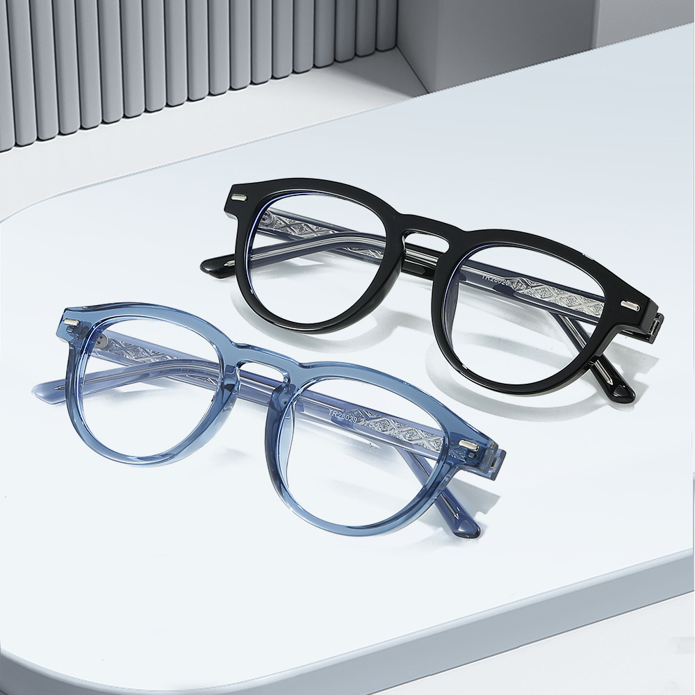 New 25 retro trendy round frame flat TR90 pin anti-blue light student pseudo-no-makeup glasses for men and women