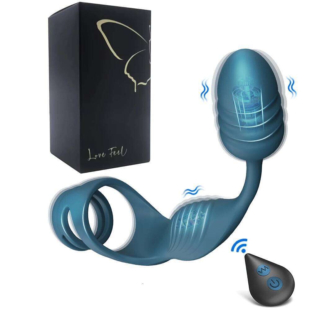 Cock Prostate Vibrator Double Ring Anal Plug Vibrating Delay Ejaculation Male Masturbator Sex Toys for Men 18+ W260305