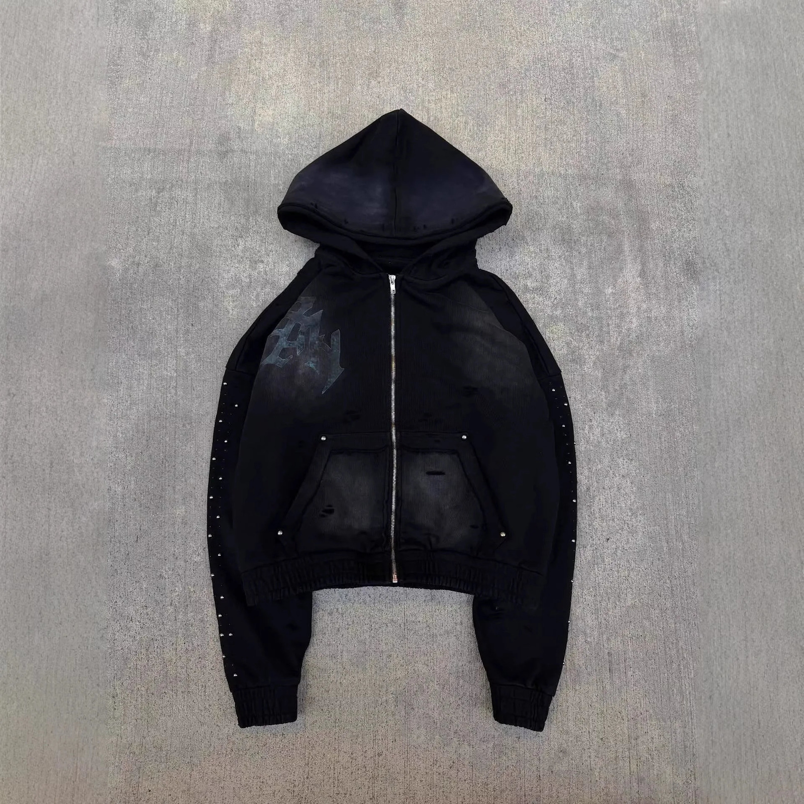 2026 Personalized Rhinestone Hoodie Retro Street Fashion Long Sleeve Pullover Loose Versatile Casual Outerwear 260228