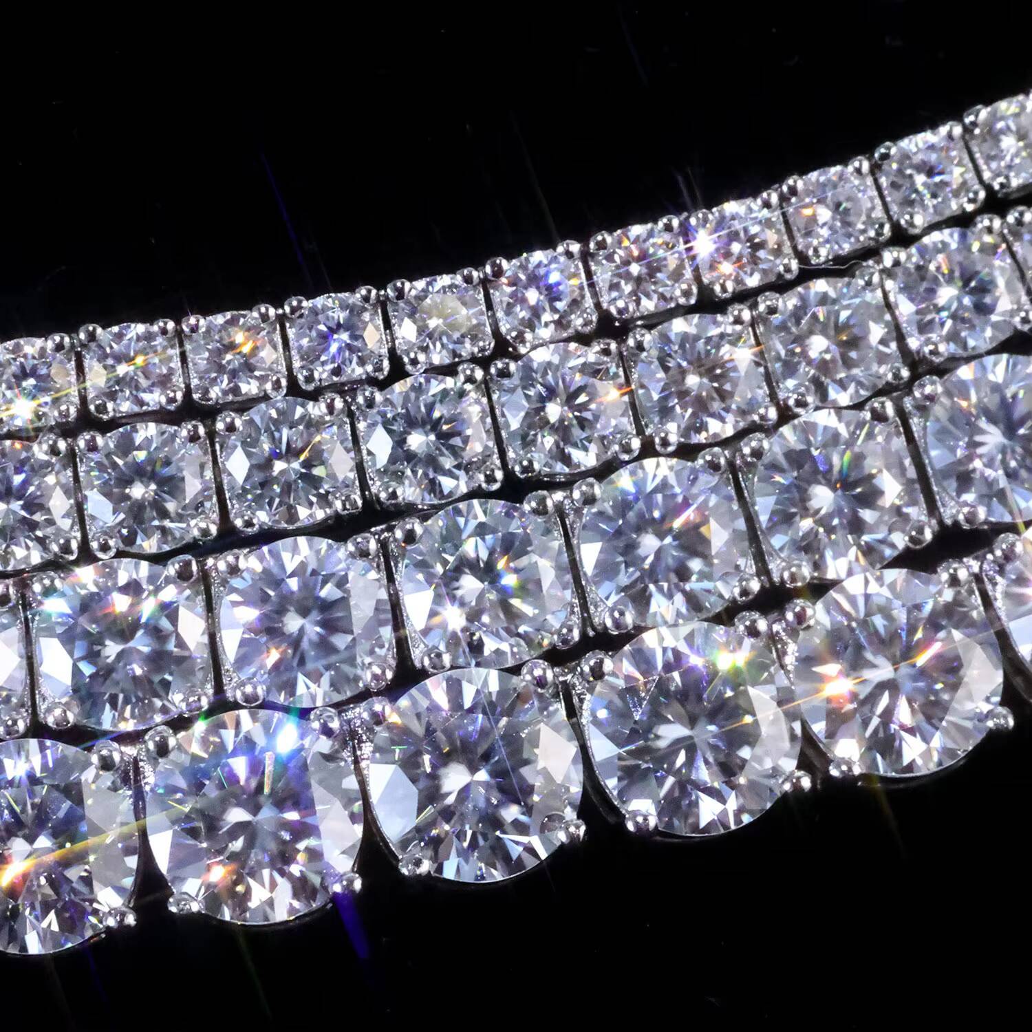 NUOYA High Quality Hiphop Jewelry 2mm 3mm 4mm 5mm VVS Moissanite Diamond Silver Plated Brass Tennis Chain Necklace for Men Women