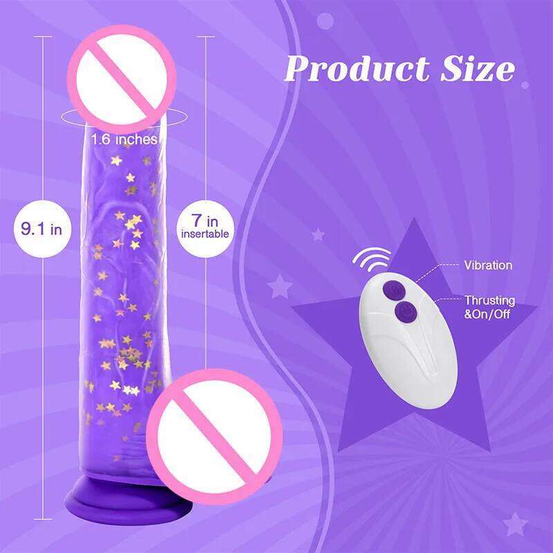 Tracy's Dog Thrusting Dildo Vibrator 9.25" Realistic G-Spot Stimulator Heating 5 Swinging & 7 Vibration Modes Adult Sex Toys W260305