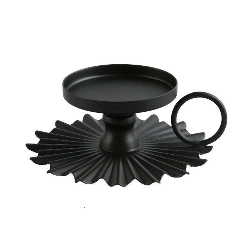 1PC Holder Iron Taper Candlestick Candleholder Black Metal Pillar Plate Holders Stand Christmas Wedding Desktop Cast Decor Fan XJ260305