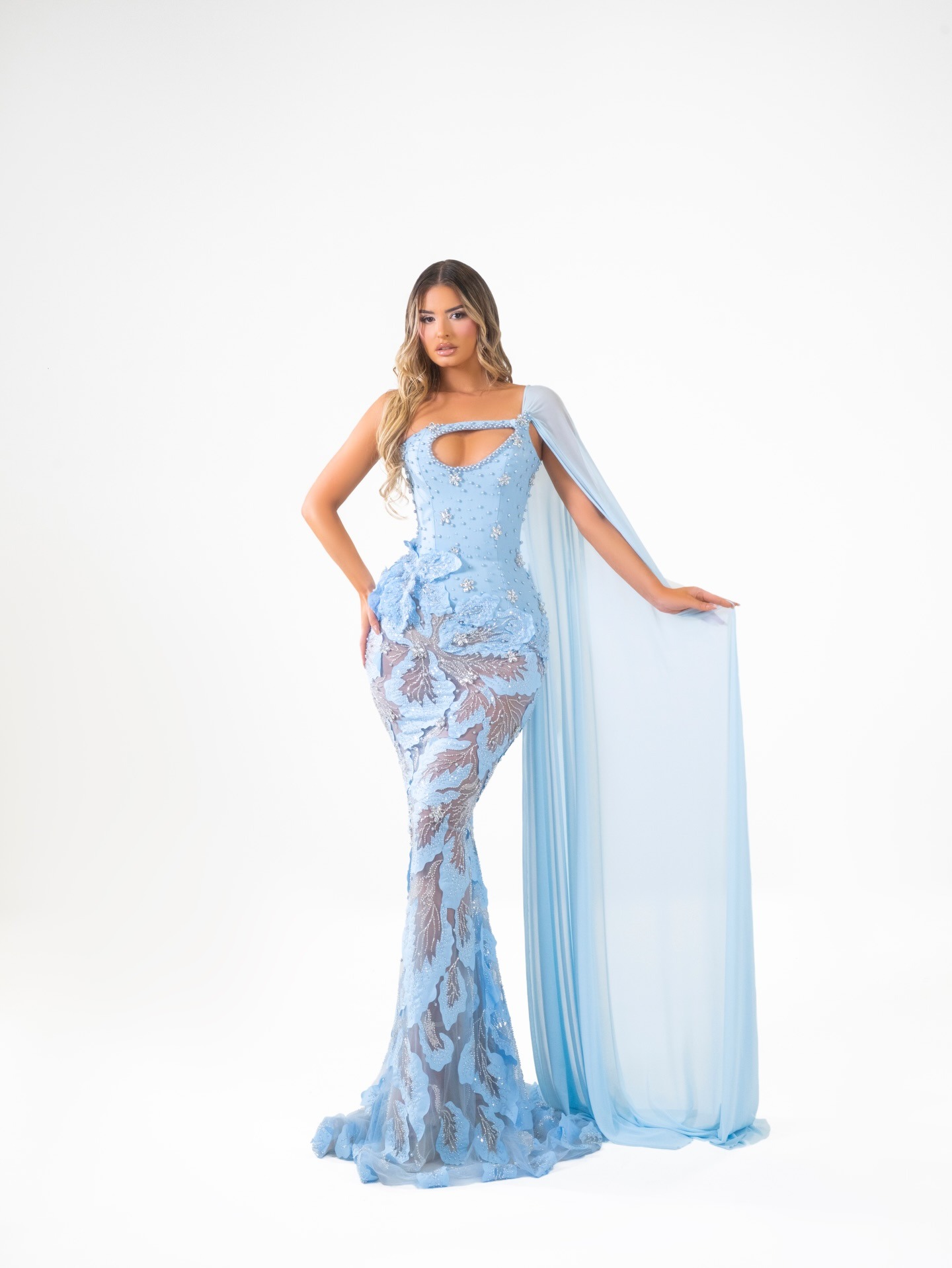Designer Mermaid Evening Dresses For Women Crystal Beaded Appliques Gown One Shoulder Sleeveless Sweep Train Dress Party Custom Made