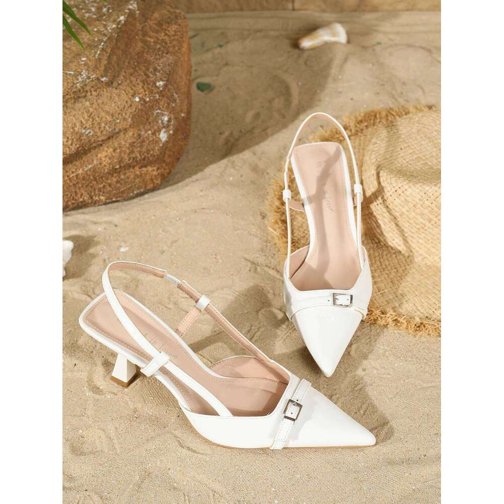 2025 Women's Fashion Pointed-Toe Slingback Low-Cut High Heels for Spring and Summer