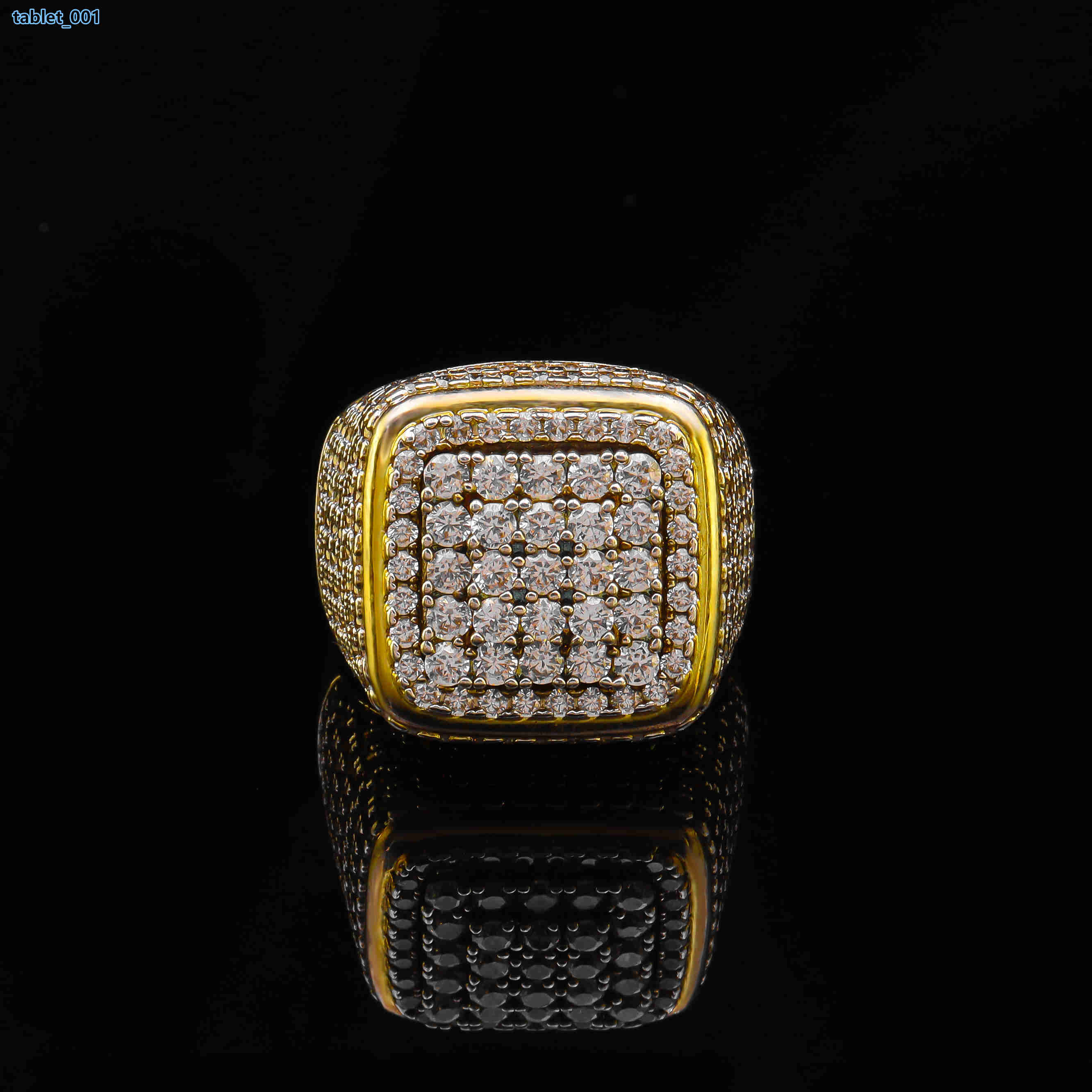 Popular Hip-hop square Ring Set with 5A Grade Moissanite Plated Ring Jewelry Prom Ring