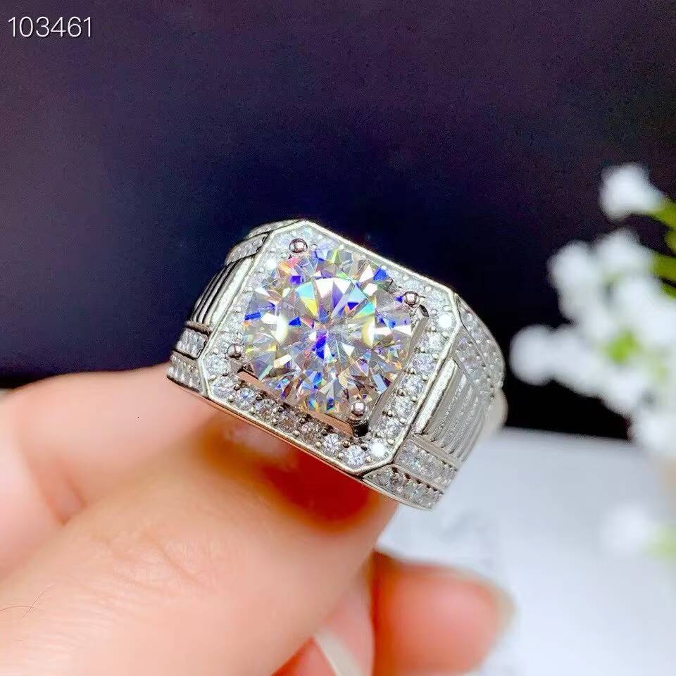 GRA Certified High-quality 925 Silver 5Ct Mens Moissanite Diamond Engagement and Wedding Engagement Moissanite Mens Ring