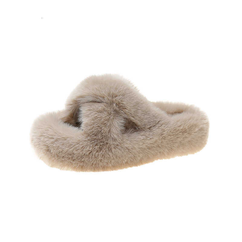 Fluffy Slippers for Women Outdoor Wear Spring and Summer Ins Style Home Cross Thick Sole Height Increasing Petite Autumn and Winter Cotton Slippers S2