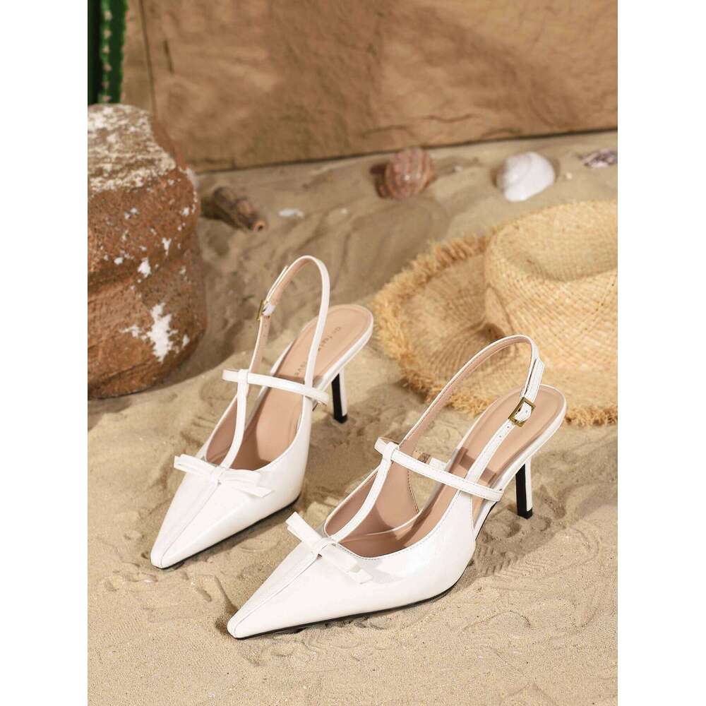 2025 Women's Single Shoes Sandals Spring Fashion Pointed Toe Slingback Summer Ladies Shallow Vamp High Heels