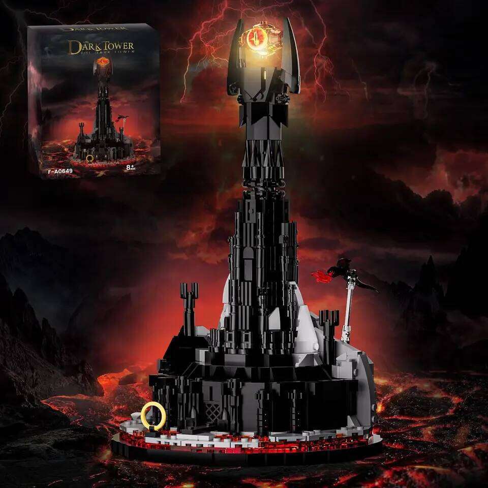 MOC Magic Lorded Black Devil Tower Building Block Set With LED Lighgt Rings Fortress Castle Bricks Toys Children Birthday Gifts Z260306