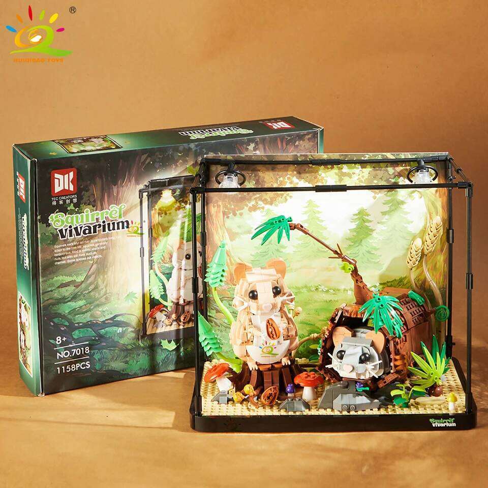 HUIQIBAO MOC Hamster Animal Model Building Block Brick Boy Assembly Construction Toy For Children Kid DIY Game Home Desk Decor Z260306