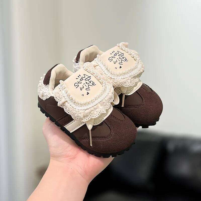 Children Casual for Girls Spring and Autumn New Fashion Elegant Lace Soft Bottom Anti-slippery Daily Chic Sports Shoes 26Y0304