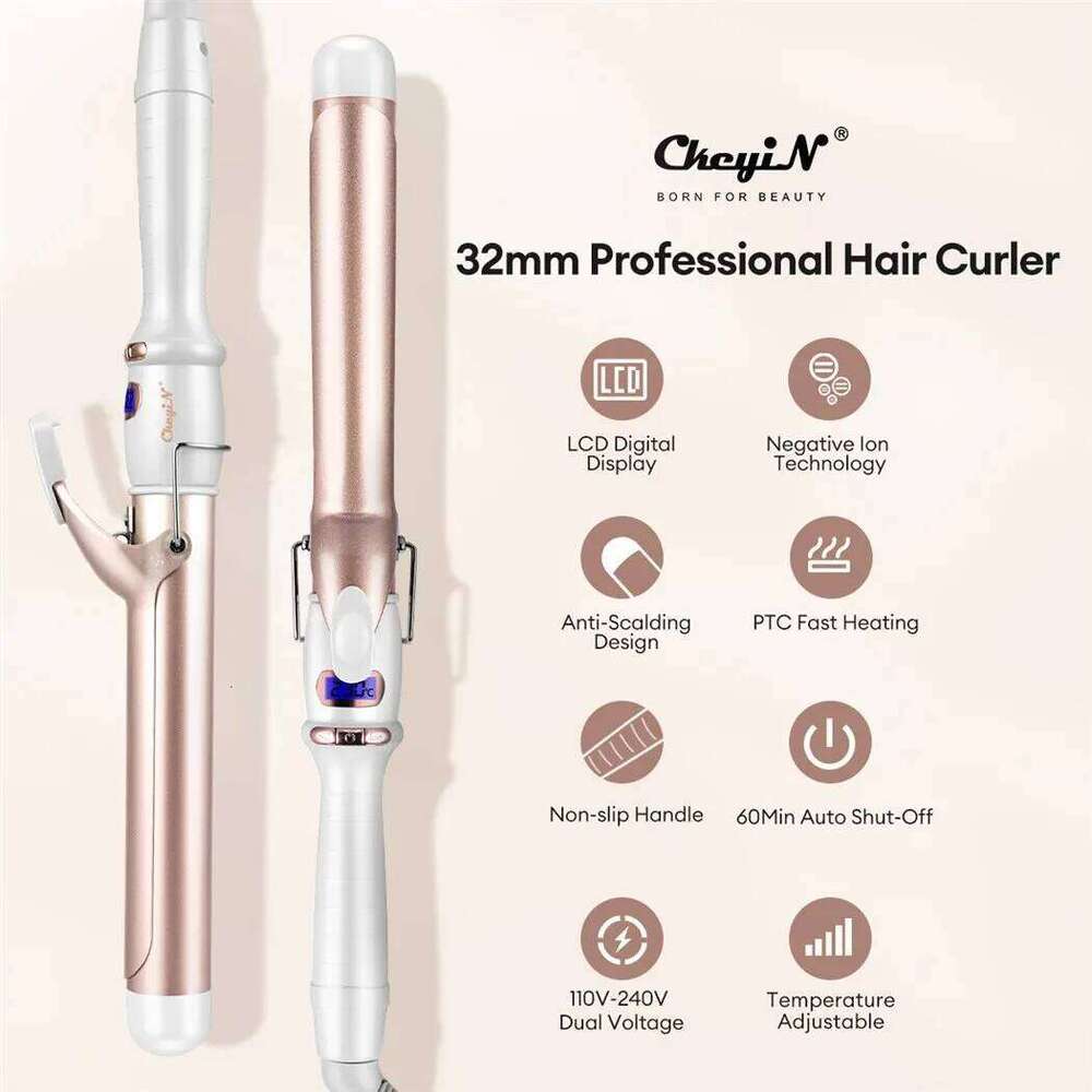 CkeyiN 32mm 38mm Electric Curler for Women Professional Ceramic Curling Iron Adjustable Temperature Hair Styling Tool 26Y0306