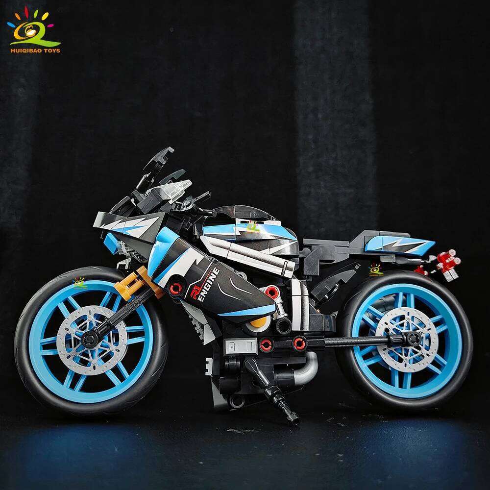 HUIQIBAO MOC Motorbike Model Building Blocks City Moto Racer Bricks Toy for Kids Boy Children Adult Car Set home Decoration Z260306