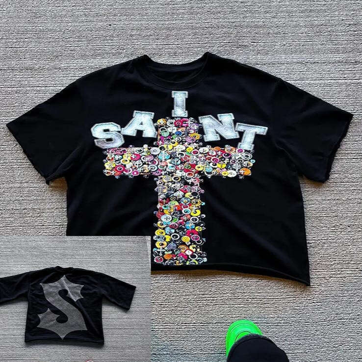 2025 European and American Style Fflirtion Skull Trendy Brand New Printed Gothic High Street T-Shirt Versatile Crew Neck