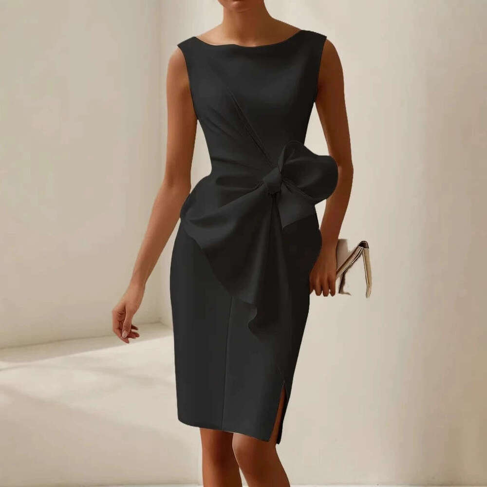 2026 Cross-border European and American Women's Clothing, Independent Website, Bow Decoration, Short Dress, Tank Dress