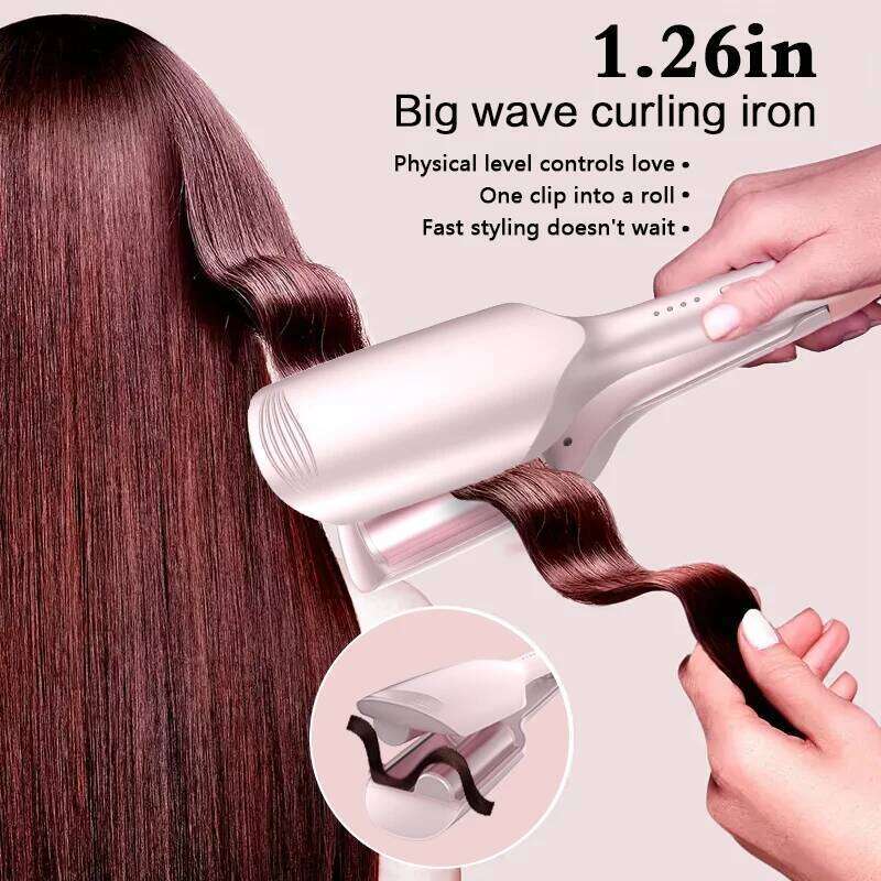 Anti scald design curling iron 32mm/1.26-inch water ripple effect for large wave curls - easy styling hair stick with 4 temperat 26Y0306