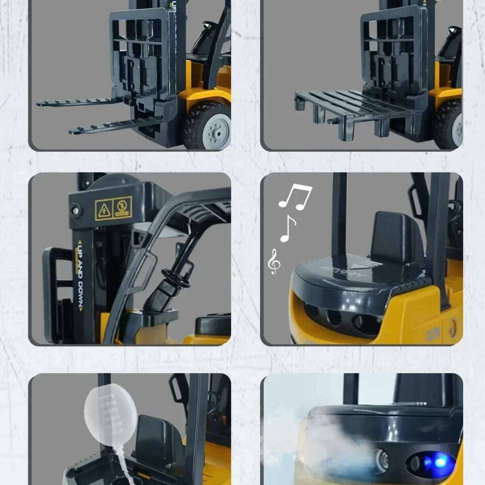 11Ch Rc Car Spray Remote Control Forklift with Light Music 1/24 Heavy Industry Trailer Simulated Model Toys Children Kids Gift C260305
